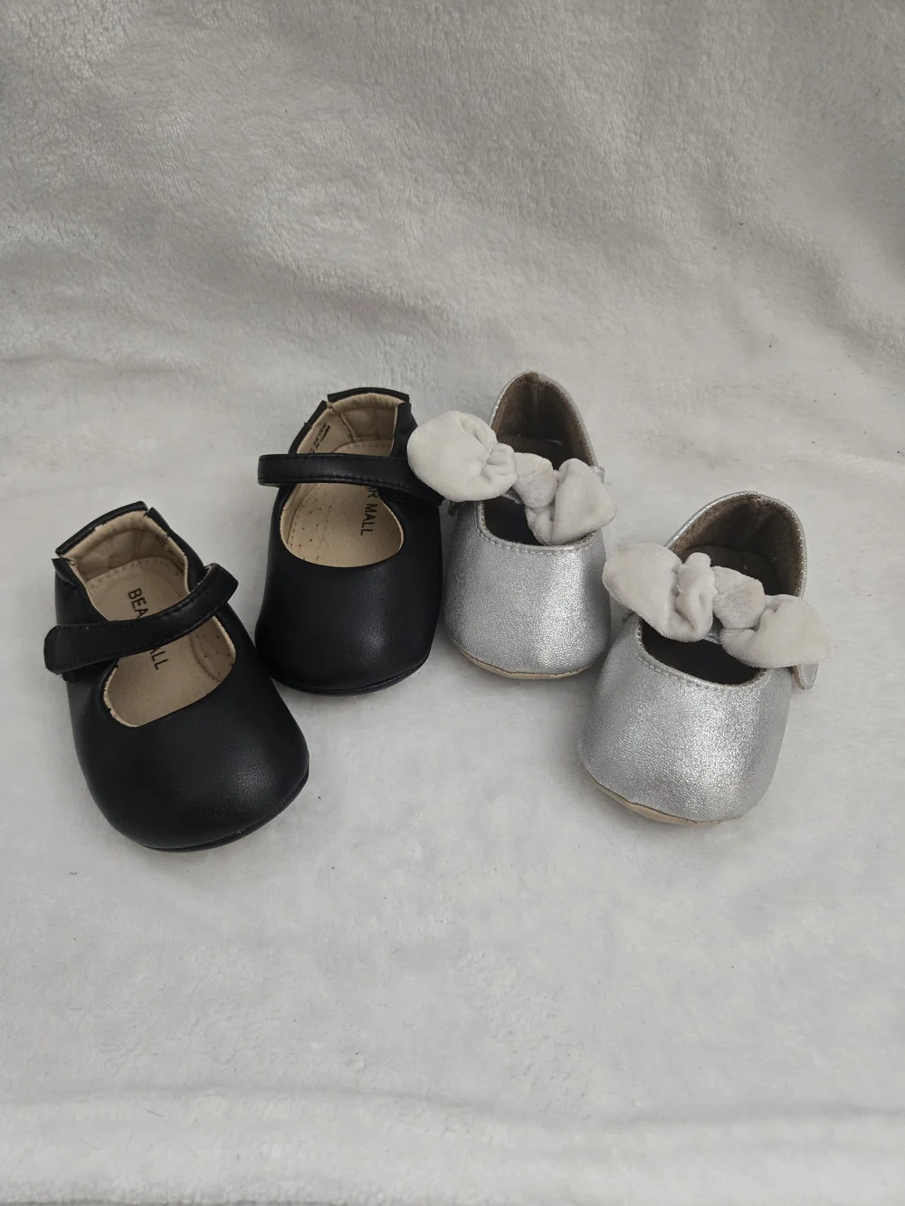 Kids Black Mary Jane Shoe and Silver Bow Ballet Flat Set Shoe  Bunle Size 3